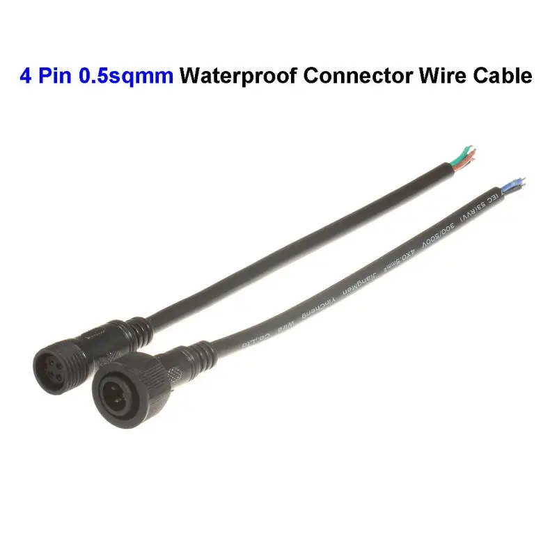 

4 Pin Male Female Plug Waterproof Connector Cable Wire Cord 4 x 0.5 MM For 5050 LED RGB Underground Lighting