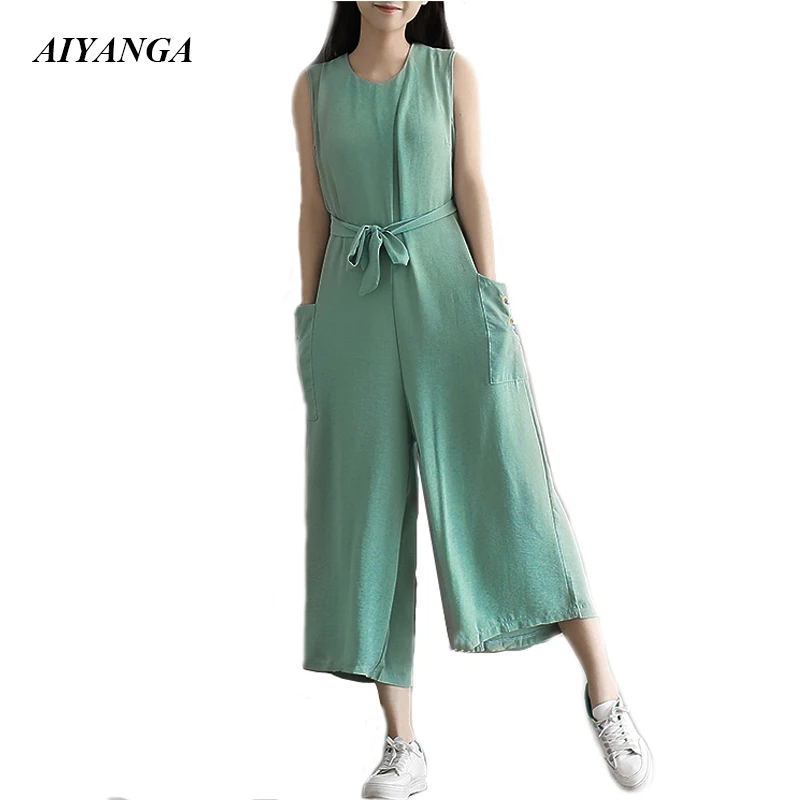 AIYANGA Women Stylish jumpsuit O Neck Sleeveless Playsuits