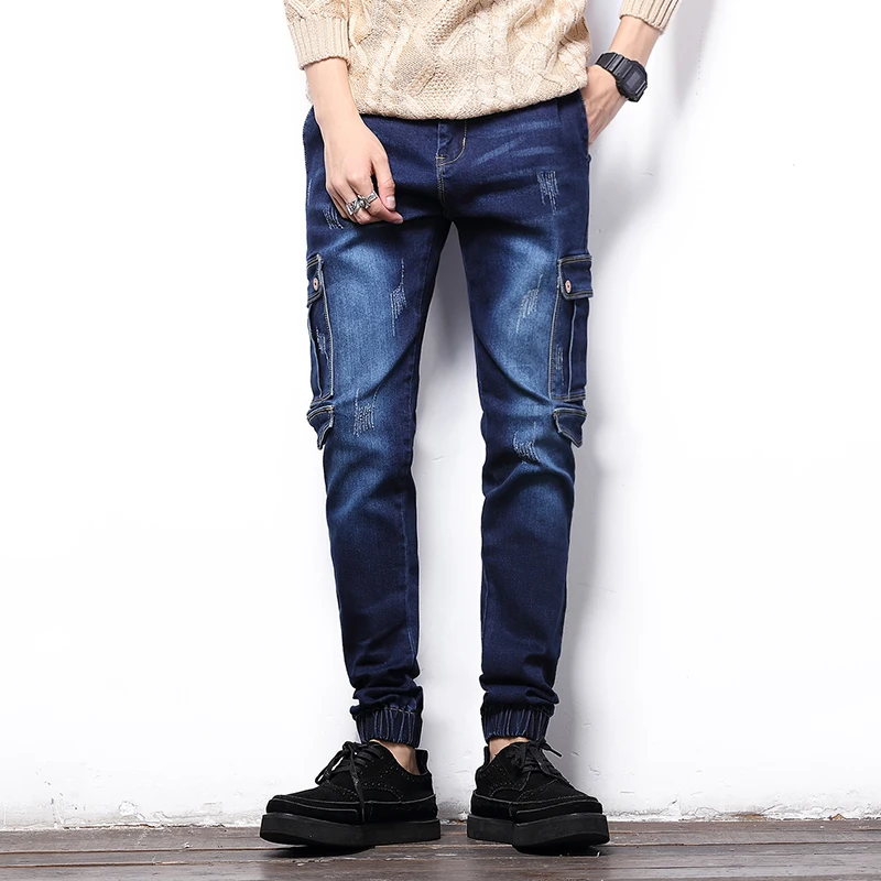 New 2016 Fashion Mens Skinny Jeans Blue Gray Slim Denim