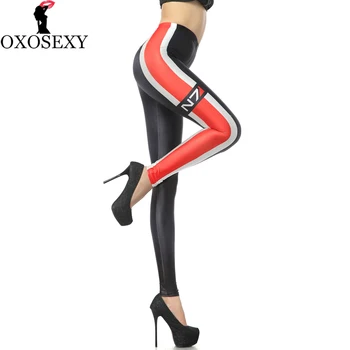 

Hot red Mass Effect N7 women leggings printed striped Leggings fitness Women leggins Trouser High Elastic women Pants leggin 130