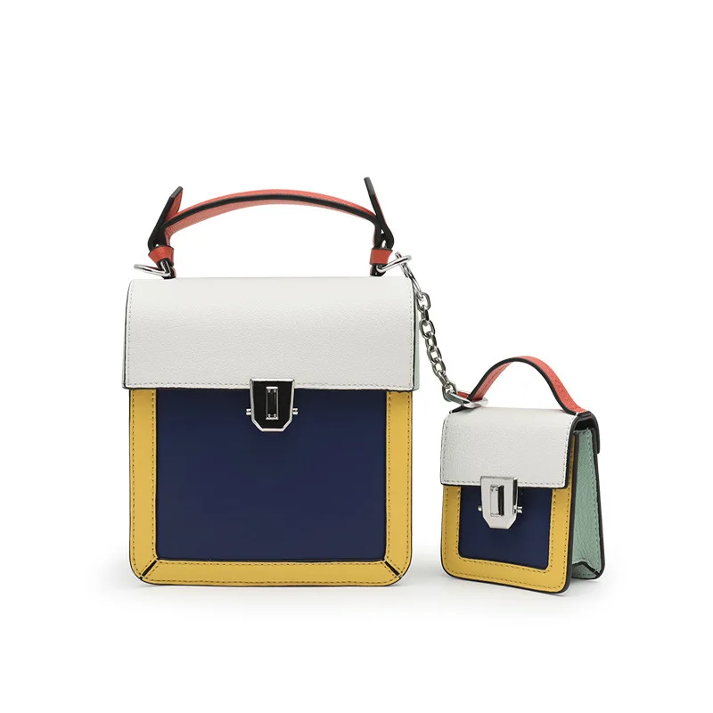 

Child box package 2018 autumn and winter new color leather shoulder bag Messenger bag small square bag handbag