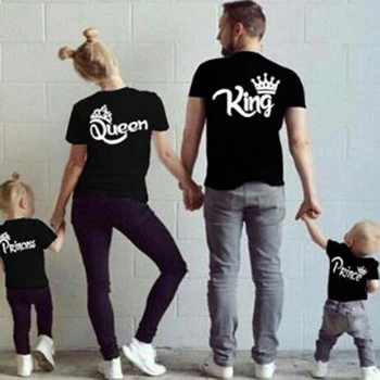

New Matching Family Shirts Family Matching Clothes Matching Father Mother Daughter Son Clothes Cotton T-shirt King Queen Clothes