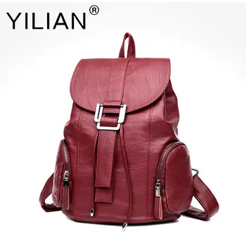 

Vintage Women Backpack for Teenage Girls School Bags Fashion Large Backpacks High Quality PU Leather Brown Pack Bag