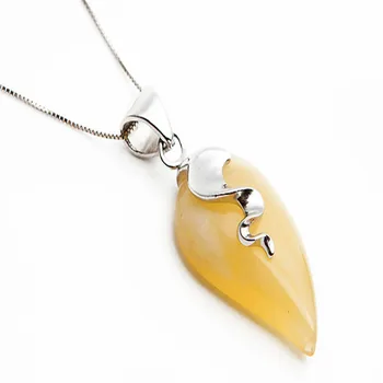 

2018 Newly Thai Silver Yellow Stone Pendant Fashion Women Men 28*15*9mm Thai Silver Stone Pendant Necklet Drop Shipping
