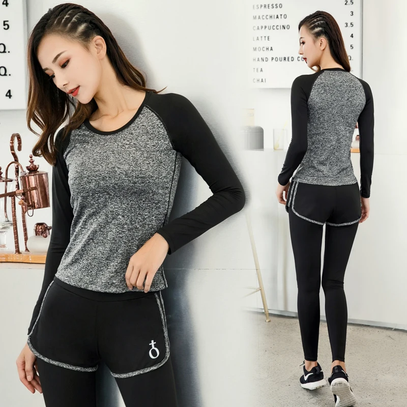 Для женщин 2 шт. спортивные костюмы Леди SportWear спортивных костюмов для Для Женщин Упражнения Костюмы Для женщин спортивный костюм 2 шт комплект быстросохнущая