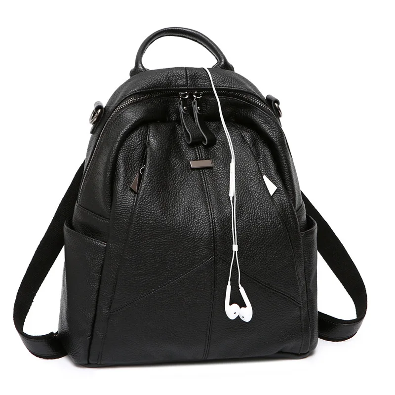 

Natural Genuine Leather Women Rucksack Grils School Book Bags Cowhide Single Shoulder Bag Fashion Knapsack Daypack Backpack