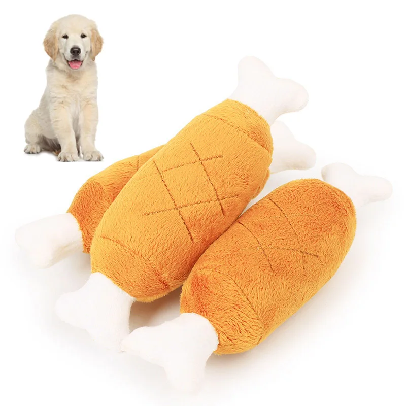 

New Pet Dog Toy Chicken Legs Bones Plush Toys Interactive Attractive Sound Cats Dog Velvet Toys for Large Dogs