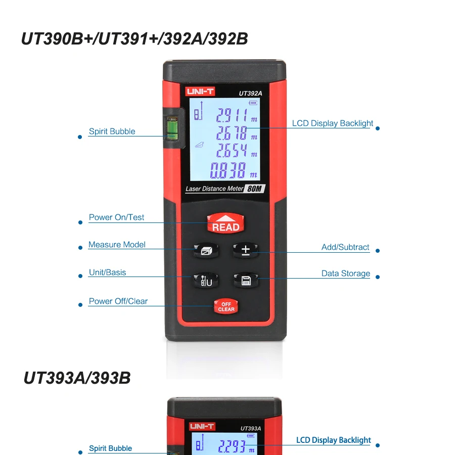 UNI-T лазерный дальномер 40 м 100 м цифровой дальномер UT390B+ UT393+ Электронная трена Лазерная Лента с измерением уровня линейка тест