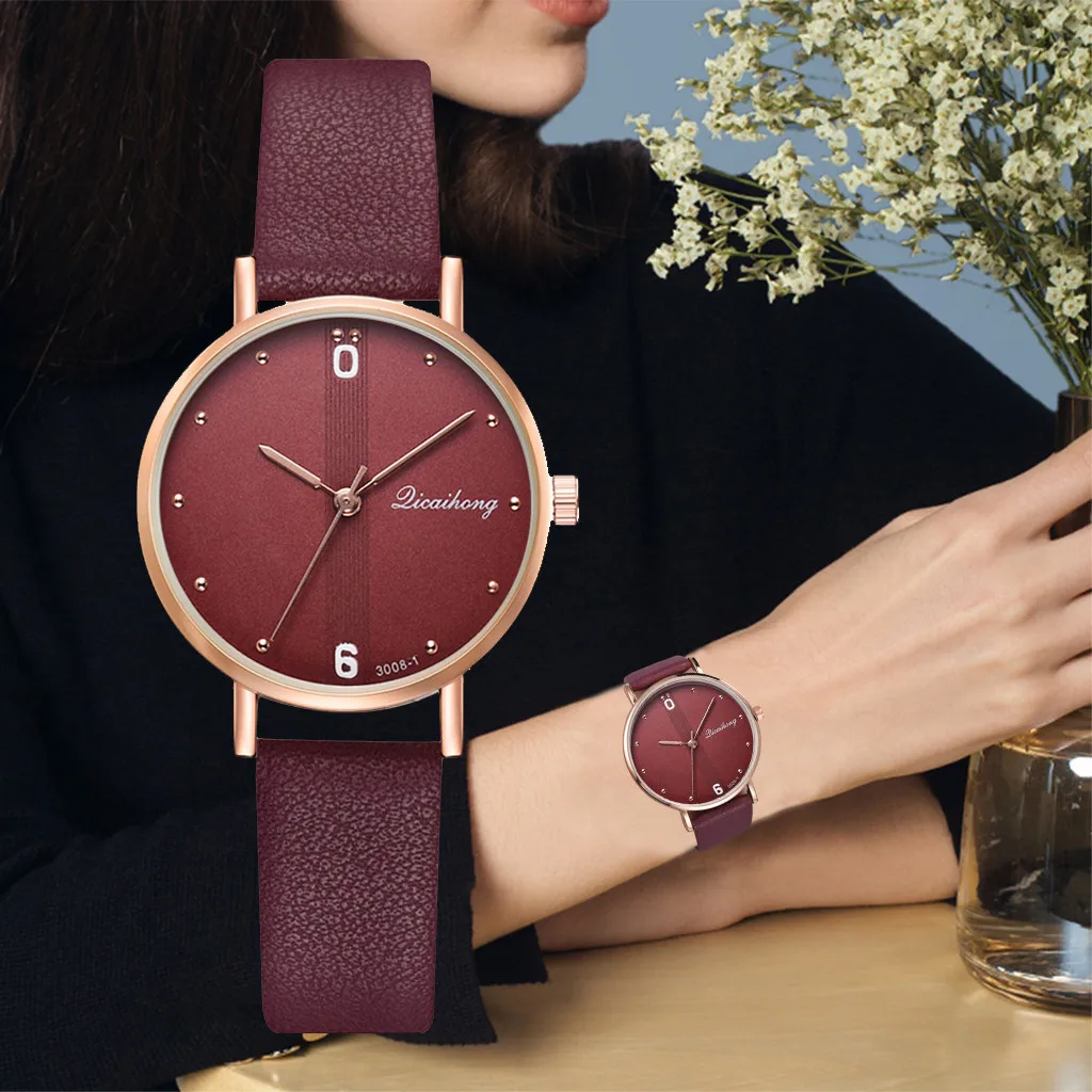 

Relogio Feminino 2019 Luxury Brand Fashion Casual Without Scale Striped Dial Leather Strap Ladies Quartz Watch Women'S Watches