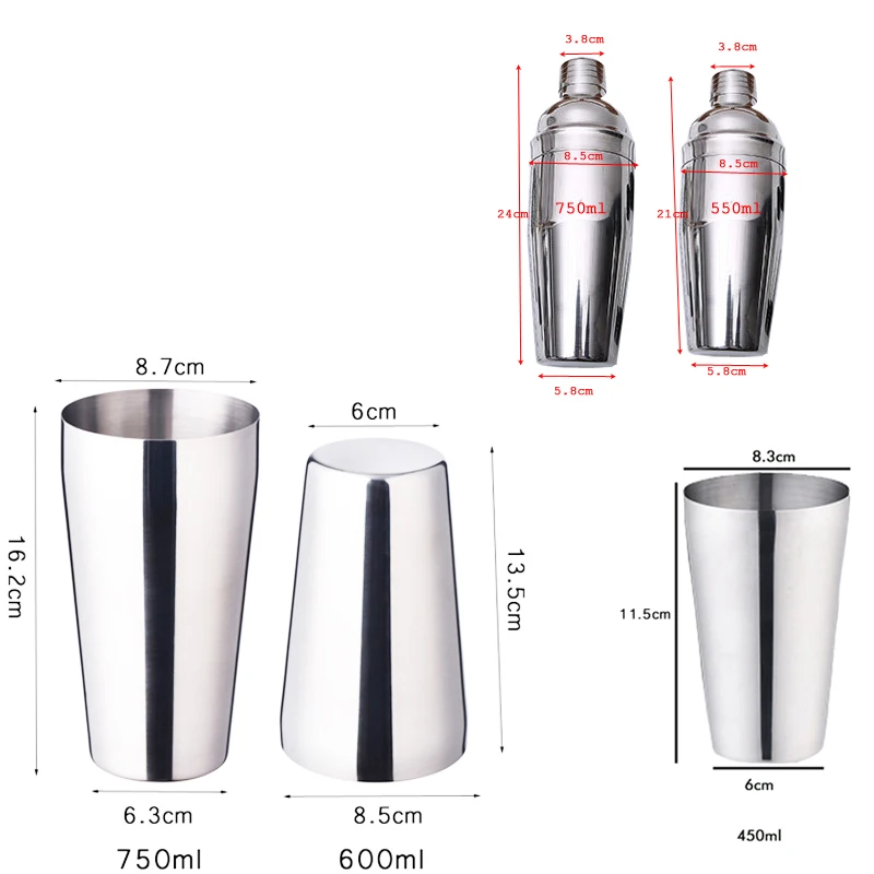 14 шт. шейкер из нержавеющей стали винный мартини Бостонский шейкер Миксер для бара вечерние инструменты бармена барные аксессуары