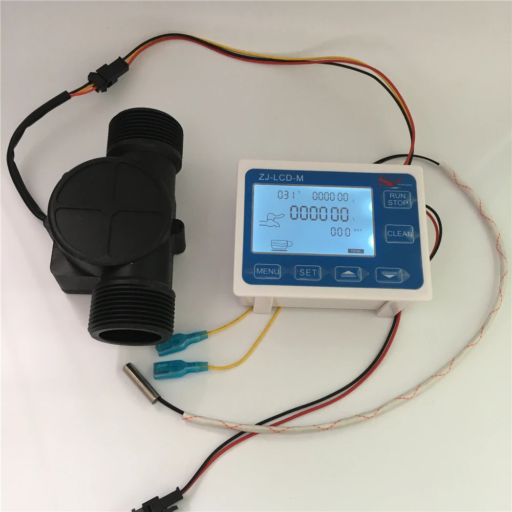 ZJ-LCD-M регулятор расходомера+ 1,2" Датчик потока Холла DN32+ NTC датчик температуры