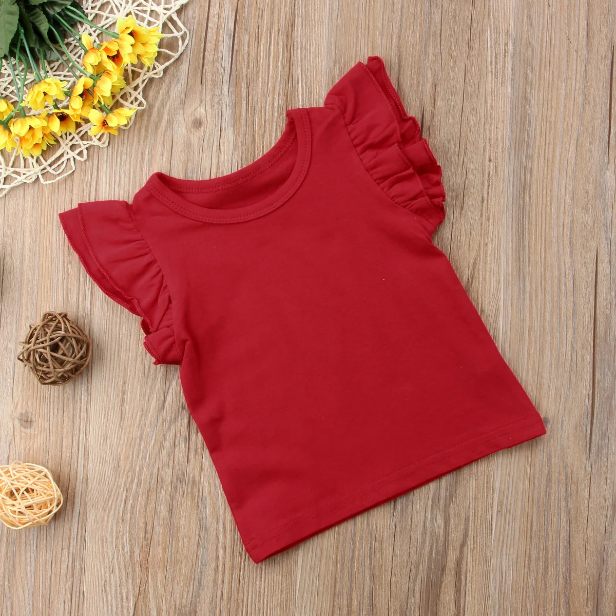 Pudcoco/ летняя футболка с оборкой для маленьких девочек, детская одежда с короткими рукавами, футболка, Детские футболки для маленьких девочек