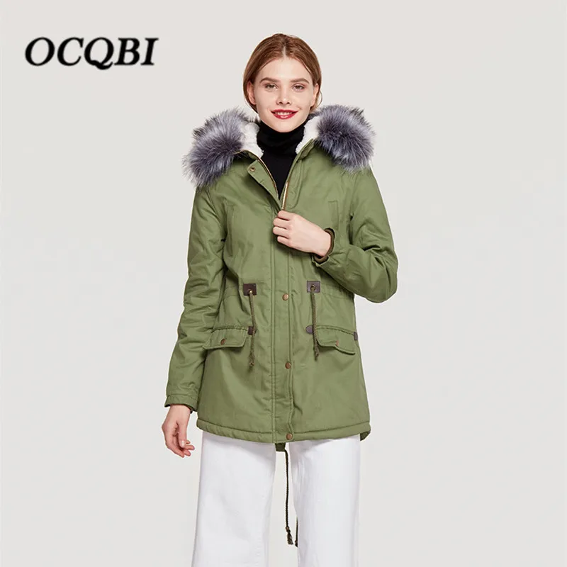 Bleu 2018 Green marine D'hiver Parkas Chaud Femmes Hiver army Poches Noir Coréenne La Style Taille Plus gris Long KJulcT1F3