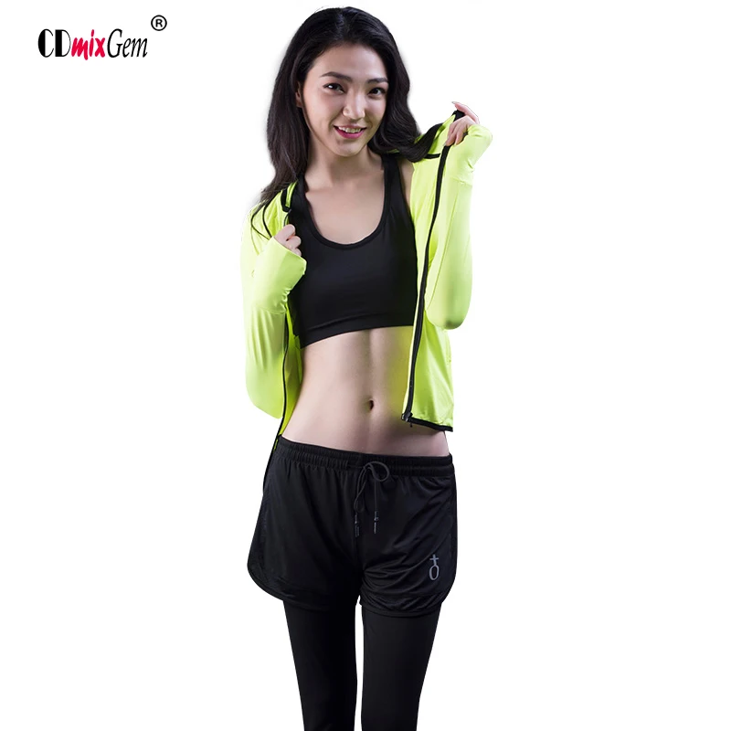 Buy 3pieces ,Jacket+Sports Bra+Pants,Running jacket