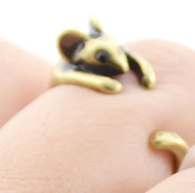 Ретро Бохо мини мышь Анель пара кольцо панк животное щенок Anillos Bague Femme любовь кольца для мужчин и женщин ювелирные изделия подарок на день рождения - Цвет основного камня: Antique Bronze