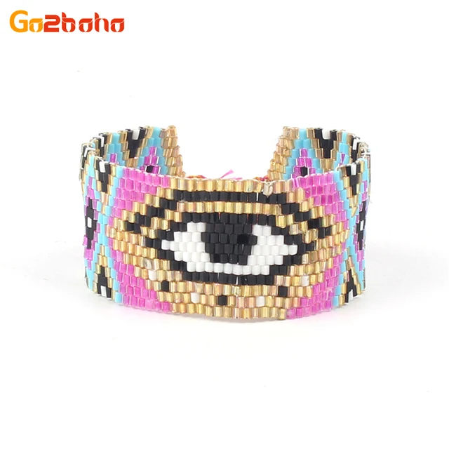 Go2boho Big eye braccialetti del polsino Delle Donne della ragazza Miyuki Seme P Go2boho Big eye braccialetti del polsino Delle Donne della ragazza Miyuki Seme P