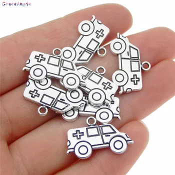 

30pcs/pack Mini Medical Ambulance Charm Pendant Zinc Alloy Necklace Party Jewelry Women Handmade DIY Findings Accessory