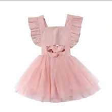 Милое кружевное платье принцессы без рукавов с юбкой-пачкой для маленьких девочек летнее платье