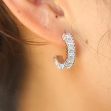 Принцесса огранка AAA кубического циркония Круглая Форма bling для женщин золотой серебряный цвет нежный дешевые серьги ювелирные изделия