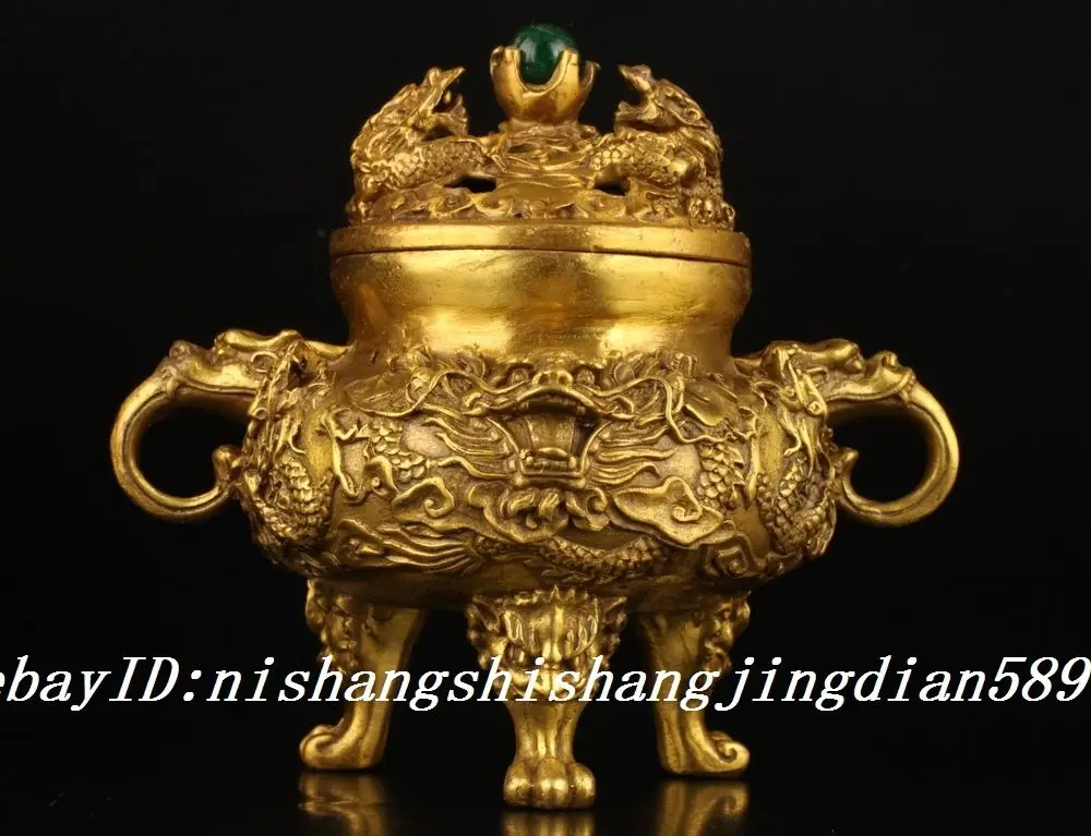 

Vintage Collection Old Handmade Brass Nine Dragons Incense Burner
