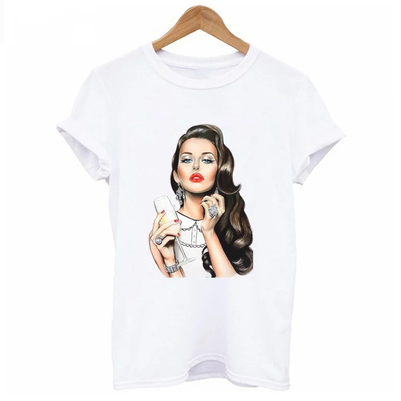 

FIXSYS Summer Fashion Women T Shirts Short Sleeve Tops Tee White Tees Graphic T-shirt Female Casual Tops Lady Punk Tee