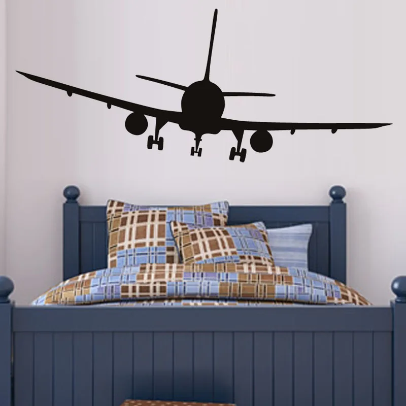 Commercial Airliner Wall Decal Removable Home Decor Airplane Silhouette