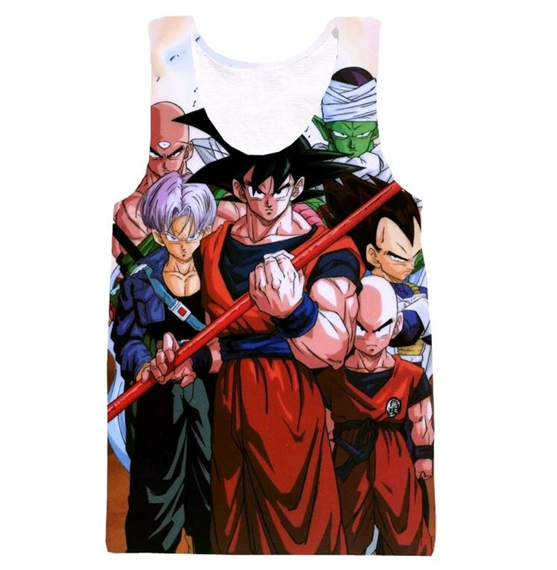 Новейший аниме Dragon Ball Z Super Saiyan безрукавки Goku/Vegeta/Majin Buu/Brolly печать безрукавки мужчины женщины-хипстеры 3D Повседневный жилет