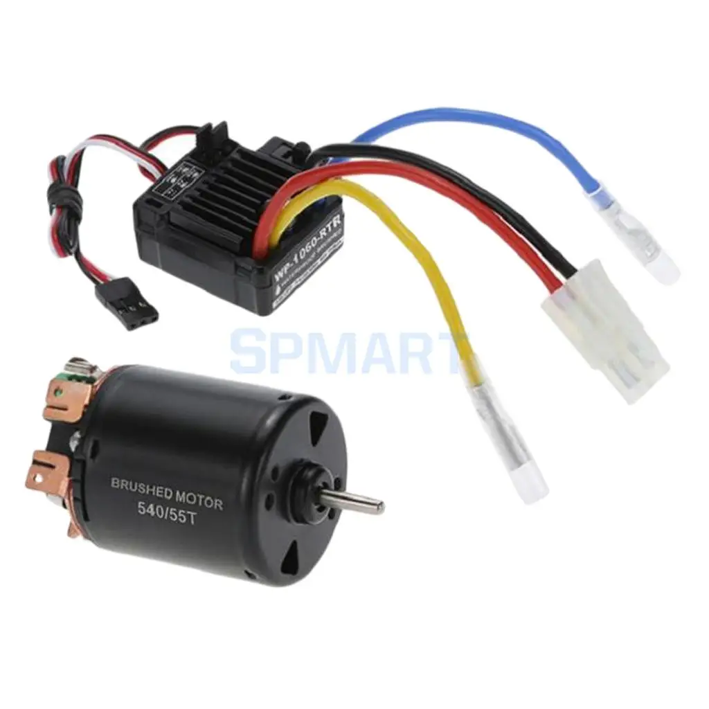 

540 55T Waterproof Brushed Motor + 1060 Speed Controller 60A ESC Combo for 1/10 RC Car Truck HPI Traxxas