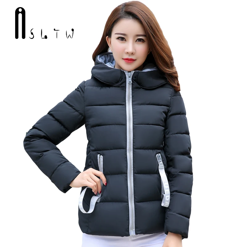 

ASLTW Outwear Winter Jacket Women New Fashion Thin Slim With Hooded Female Jacket Long Sleeve Cotton Coat Parka Women