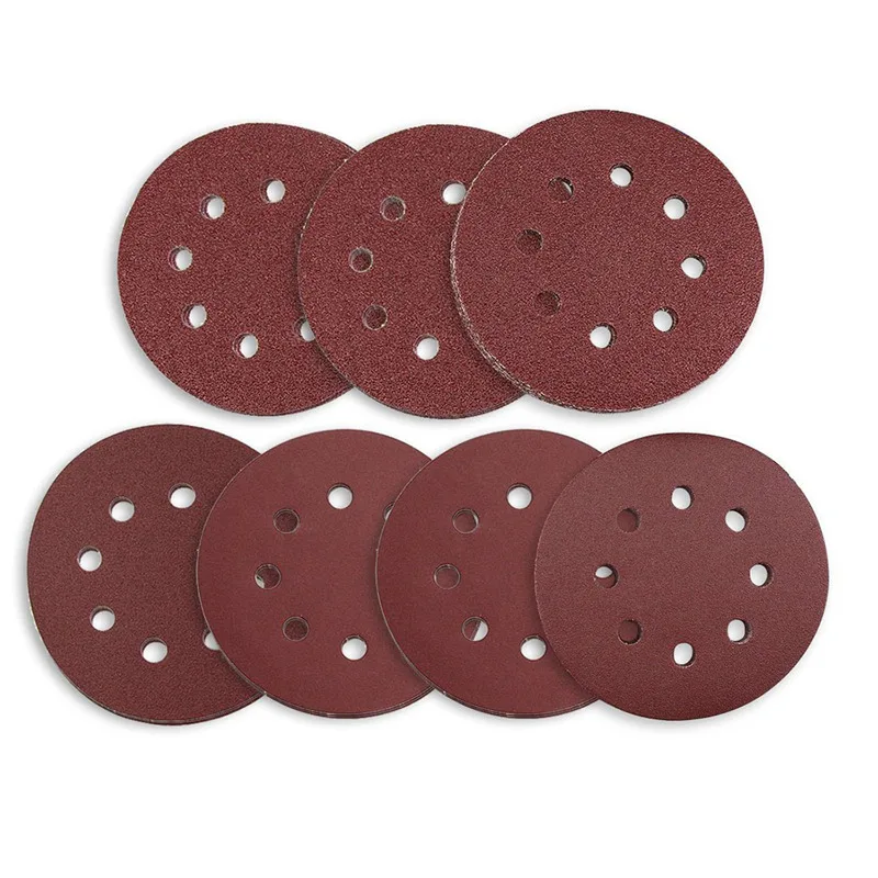 Шлифовальные диски 70 шт. 8 отверстий 5 дюймов наждачная бумага круговой пылеотталкивающего покрытия крюк и петля 60/80/120/180/240/320/400 Грит