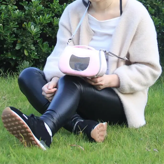 Outdoor Portable Small Pet Carrier Nest Bag Breathable Fleece Mesh Small Breed Hamster Rabbit Carrier Case Shoulder Bag