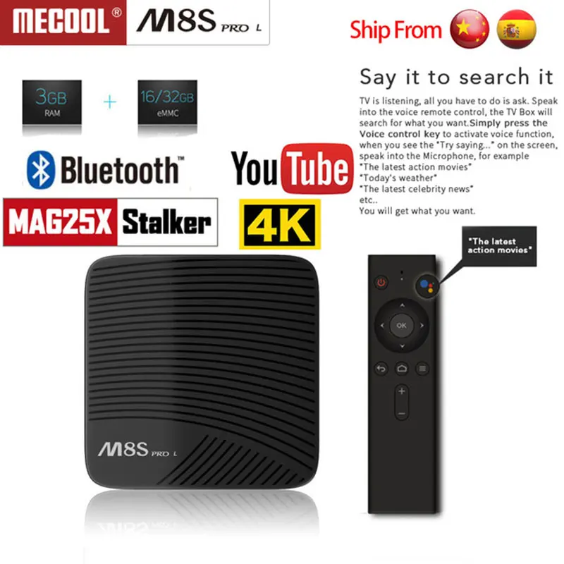 MECOOL M8S PRO L Android 7.1 Amlogic S912 3GB DDR3 16/32GB 2.4G/5.8G WiFi Bluetooth H.265 4K Smart IPTV TV Box Android Tv Box