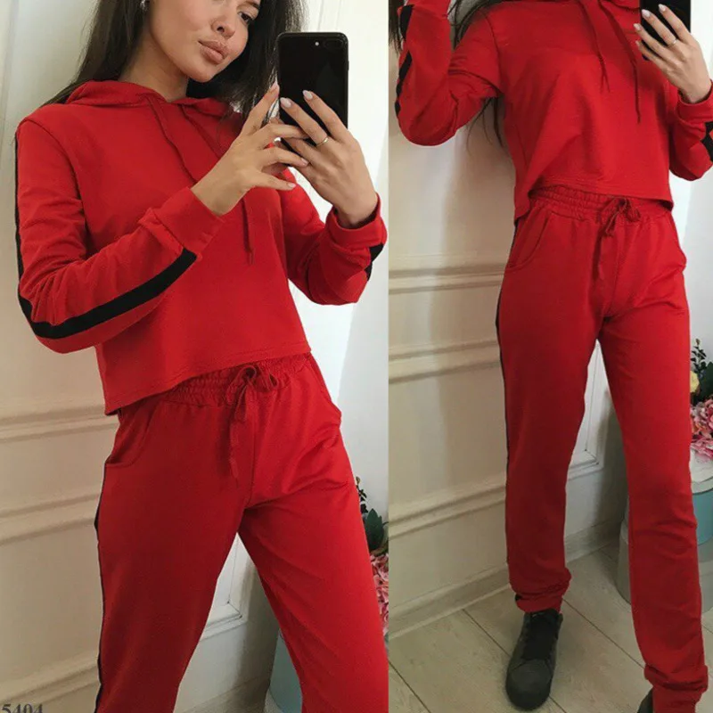 

Autumn Tracksuit Women Two Piece Set Hoodies Sweatshirt And Pant Female Casual Fitness Sportswear Set Fall 2 Piece Set Crop Top