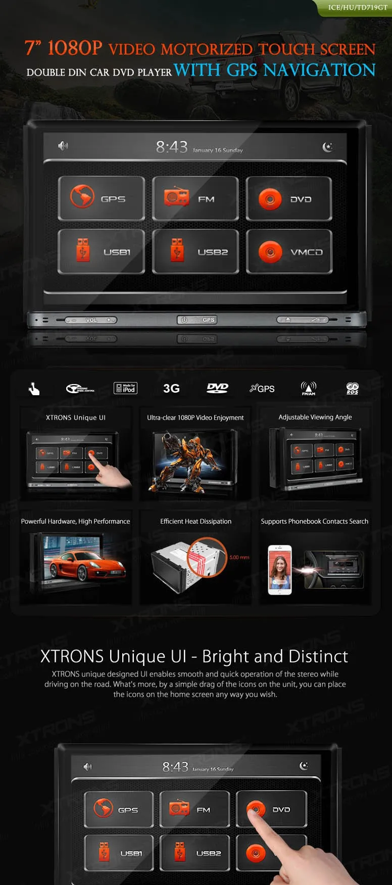 Cheap XTRONS 7" 2 Din Car DVD player with GPS Navigation Universal Stereo CD Radio Player 7" Touch Screen 1080P 3G DVR Video Head Unit 0 Cheap XTRONS 7" 2 Din Car DVD player with GPS Navigation Universal Stereo CD Radio Player 7" Touch Screen 1080P 3G DVR Video Head Unit 0