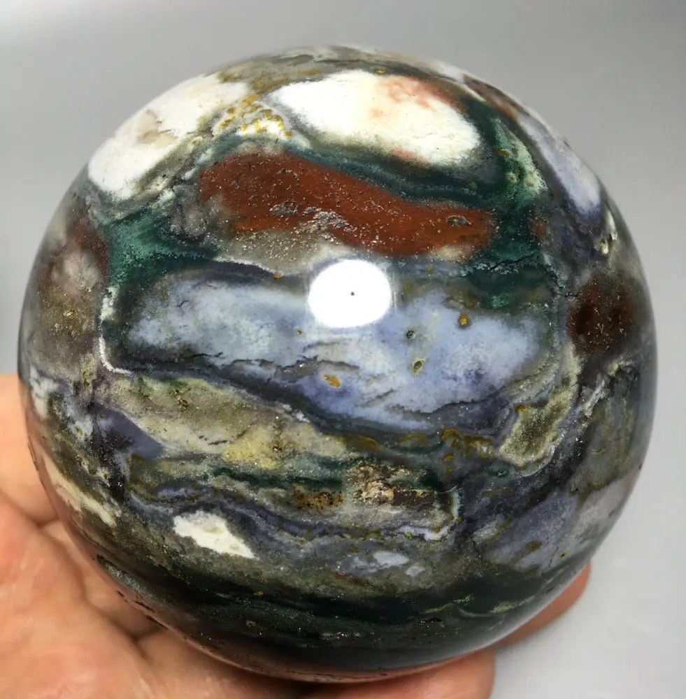 

654g NATURAL OCEAN JASPER CRYSTAL ball HEALING wedding souvenirs guests