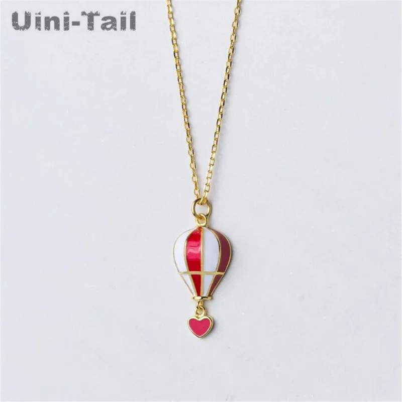 

Uini-Tail hot new 925 sterling silver temperament hot air balloon heart necklace Korean fashion sweet cute jewelry GN739