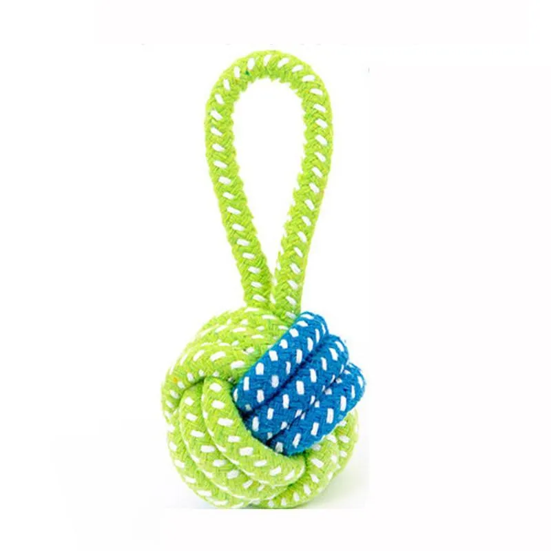 Green Toy Pet Dog Chews Cotton Rope Knot Ball Grinding Teeth Odontoprisis Pet Toys Large Small Puppy doggy chewing Ball sale