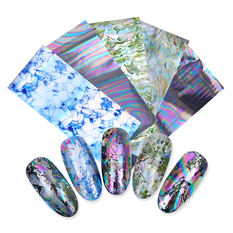 

5 Sheets/Bag Nail Foils Colorful Holographic Stary Sky Nail Stickers Laser Paper Nail Art Tips Decorations
