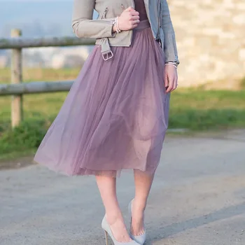 

Custom Women Tulle Skirts Womens Long Maxi Skirt Female Elastic High Waist Pleated Tutu Skirt Sun