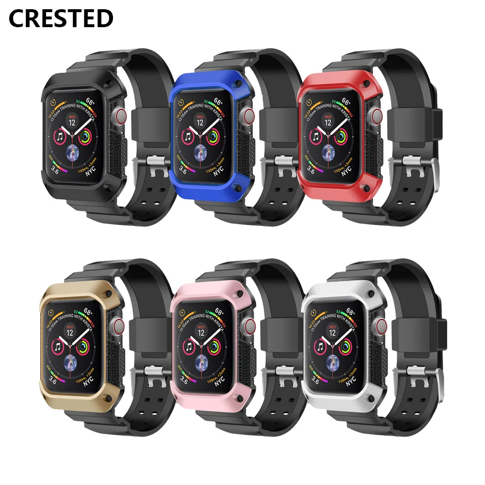 Ремешок для часов+ чехол для Apple Watch band прочный защитный чехол для Apple Watch 4 band 44 мм 40 мм iwatch Series 4 браслет ремень