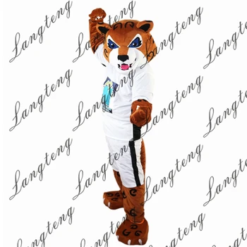 

Hot Sale Tiger in white sportswear, leopard Mascot Costume Adult Size Halloween Outfit Fancy Dress Suit Free Shipping 2019New