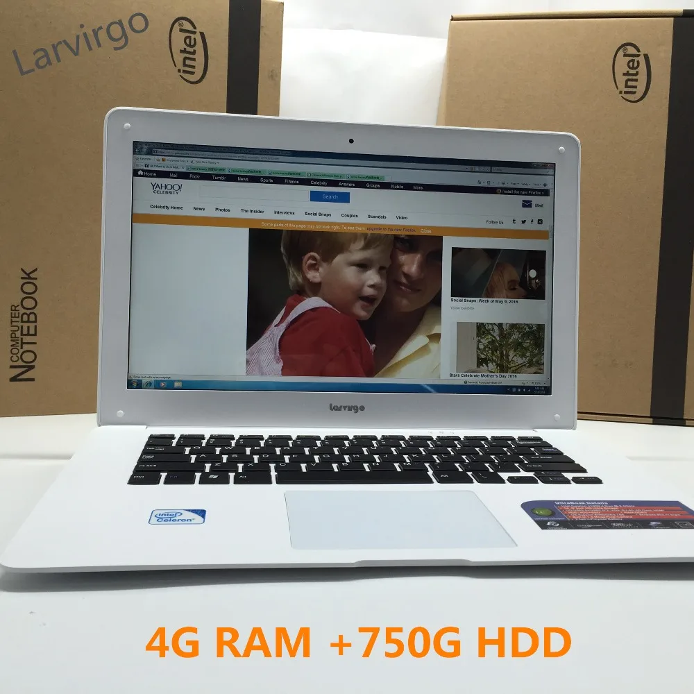 Free Postage 14 inch Laptop J1900 1.99GHz 4G 750GB HDD Quad Core Windows 7/8 Wifi Webcam tablet USB3.0 PC notebook HDMI Computer