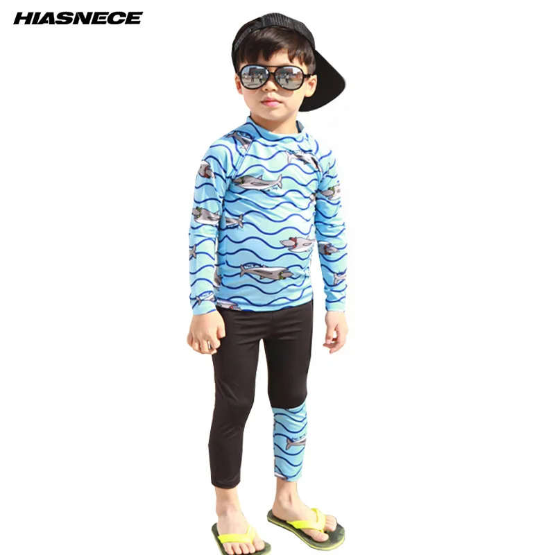 Boys Rash Guards Swimwear Long Sleeves Shirt Pants Fishes Printed