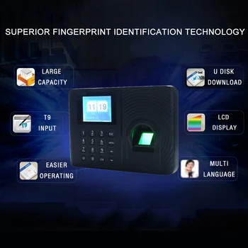 

Intelligent Biometric Fingerprint Password Attendance Machine Recorder Employee Electronic Access Control Machine EU Plug
