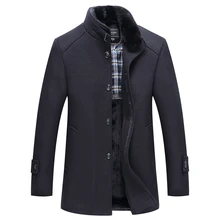 new Autumn And Winter Top Quality Parka men Jacket Coat Overcoats Male Wool Blends Outerwear Rabbit Fur Collar Men’s windbreaker