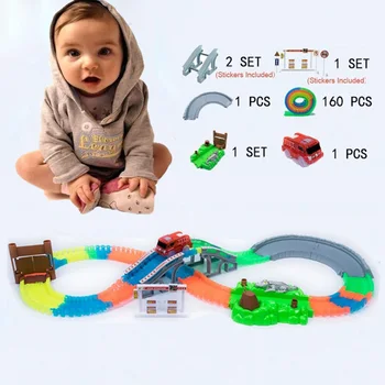 

DIY Flexible Racing track Bridge Car Educational Toy Creative Magical Glowing Race Tracks Set Toys Kids Gifts For Children