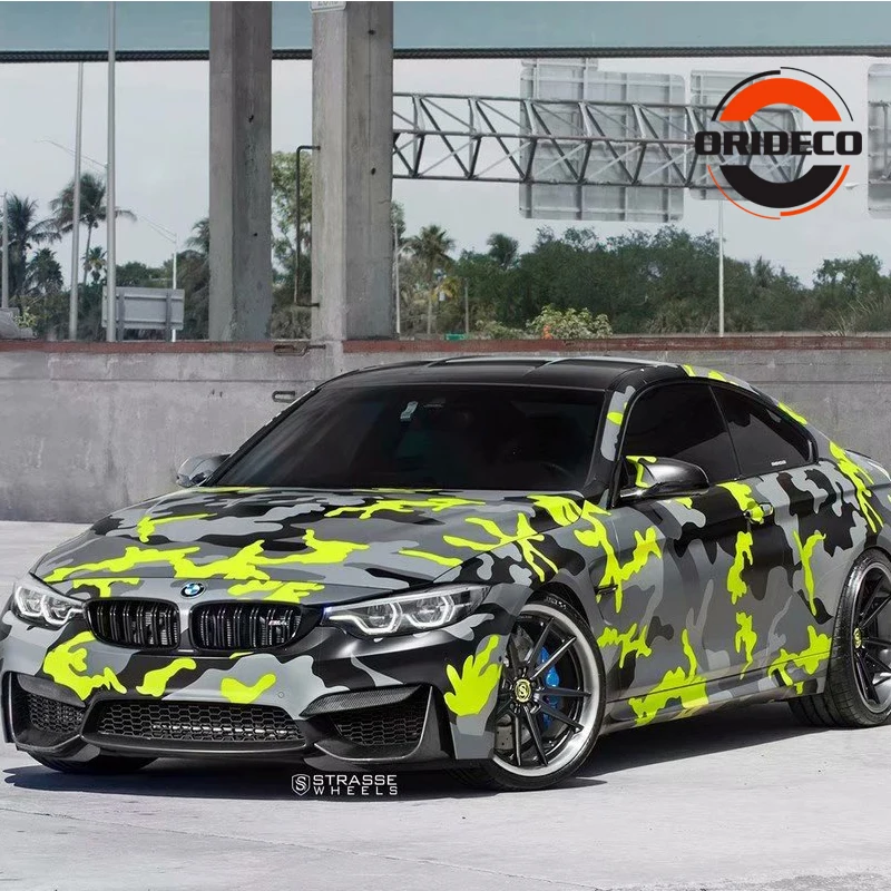 yellow black gray camo vinyl car foil 3