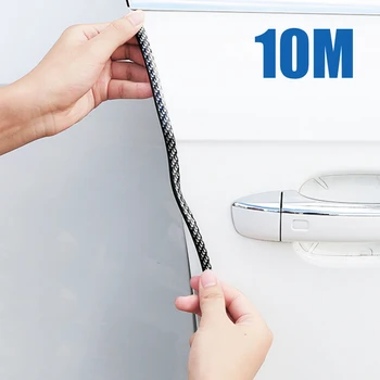 

10M Black Rubber Strip Carbon Fiber Scratch-Proof Edge Protector Shield Guard Vehicles Styling Mouldings