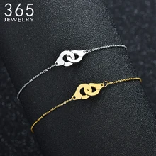 Модный браслет наручники из нержавеющей стали серебряного цвета для женщин и девочек, подарок на день Святого Валентина