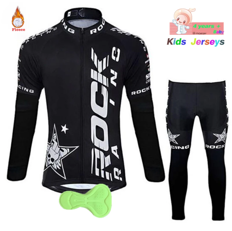 

Children Winter Cycling Clothing 2019 Kids Cycling Jersey Pro Team Rock Fleece Cycling Clothing MTB Boys Long Sleeve Cycling Set